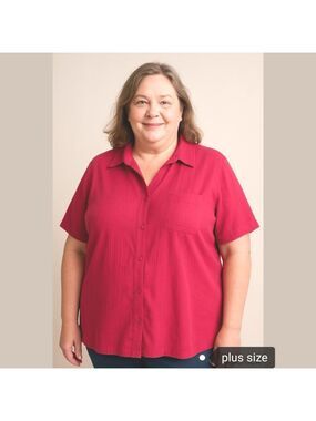 PLUS SIZE Pink Short sleeve Cotton top 3XL